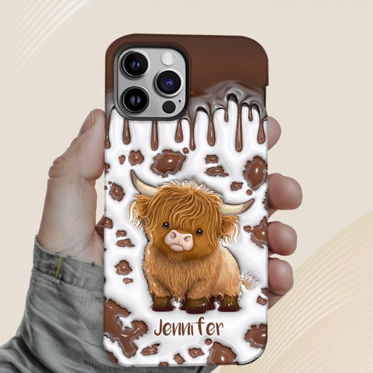 Personalized Highland Cow Phone Cases with Cute Cow Design and Custom Name for Animal Lovers and Unique Style Phone Cases
