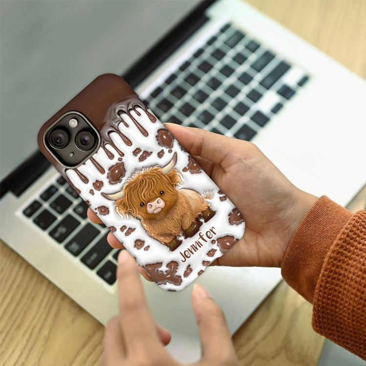 Personalized Highland Cow Phone Cases with Cute Cow Design and Custom Name for Animal Lovers and Unique Style Phone Cases