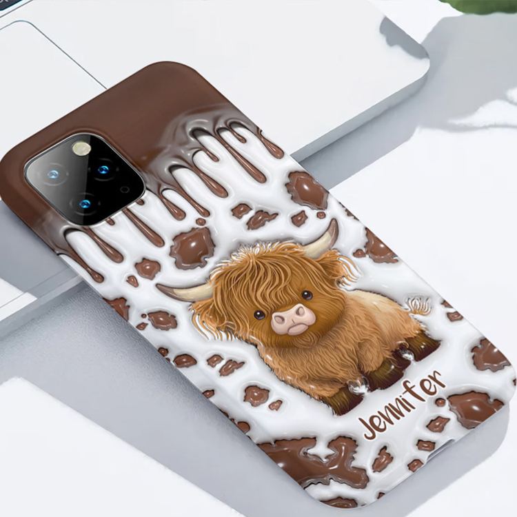 Personalized Highland Cow Phone Cases with Cute Cow Design and Custom Name for Animal Lovers and Unique Style Phone Cases