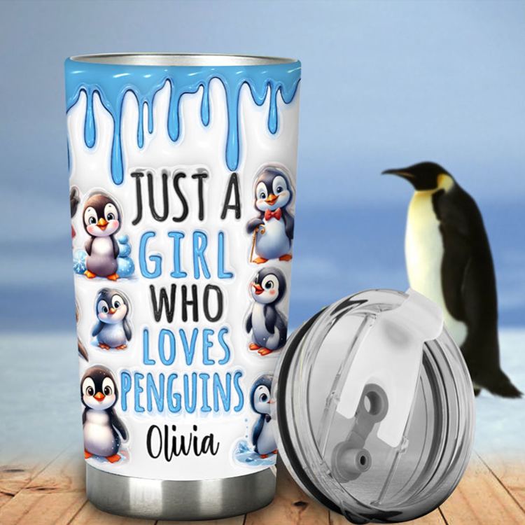 Personalized Penguin Lover Tumbler with Adorable Penguin Design and Custom Name for Penguin Enthusiasts Tumbler