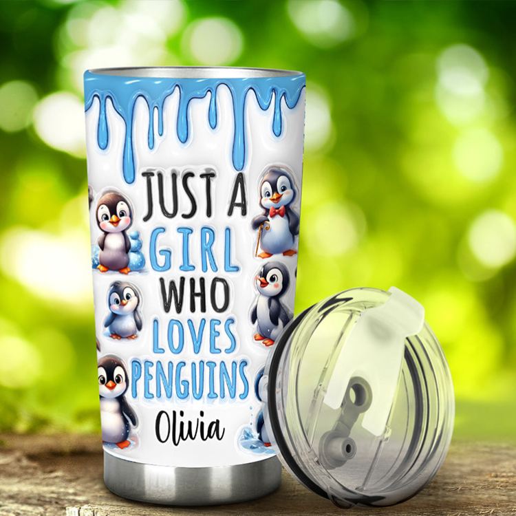 Personalized Penguin Lover Tumbler with Adorable Penguin Design and Custom Name for Penguin Enthusiasts Tumbler