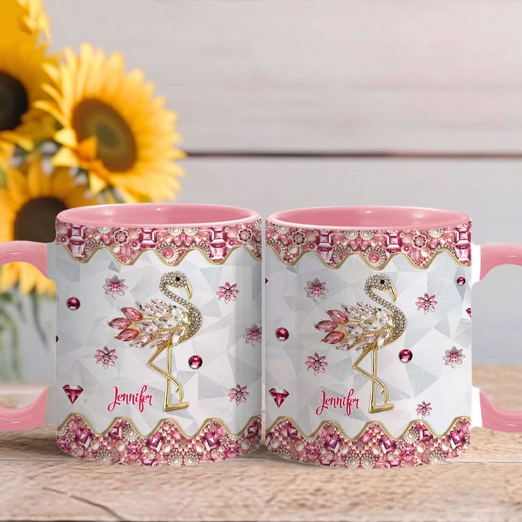 Personalized Flamingo Glitter Mug with Elegant Flamingo Design and Custom Name for Flamingo Lovers Mug