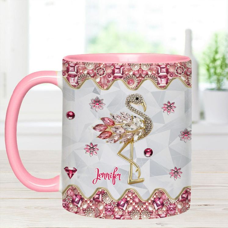 Personalized Flamingo Glitter Mug with Elegant Flamingo Design and Custom Name for Flamingo Lovers Mug