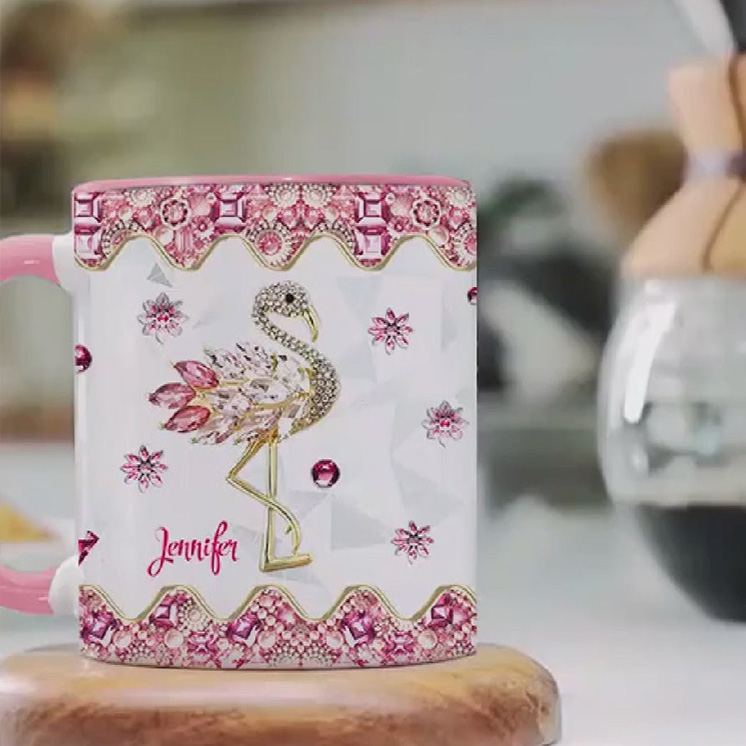 Personalized Flamingo Glitter Mug with Elegant Flamingo Design and Custom Name for Flamingo Lovers Mug