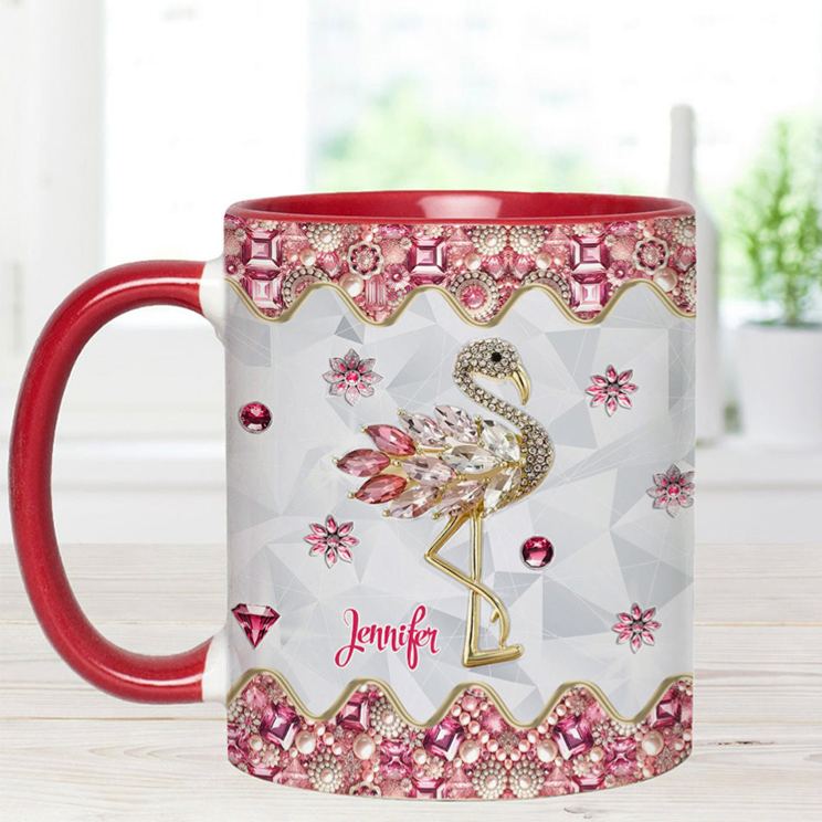 Personalized Flamingo Glitter Mug with Elegant Flamingo Design and Custom Name for Flamingo Lovers Mug