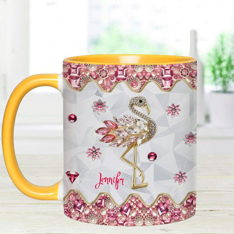 Personalized Flamingo Glitter Mug with Elegant Flamingo Design and Custom Name for Flamingo Lovers Mug