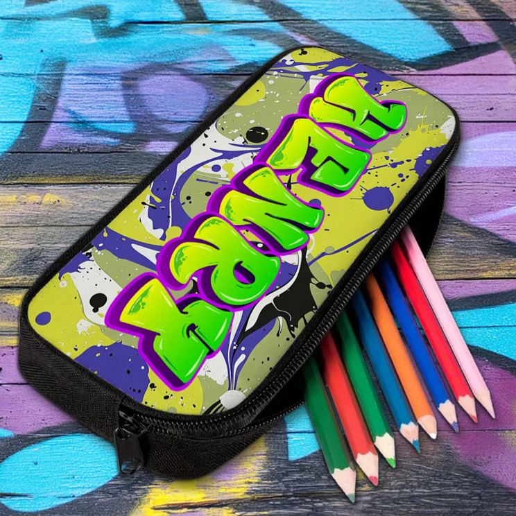 Personalized Colorful Graffiti Style Name Backpack Lunch Bag Pencil Case Set Back to School Birthday Gift for Boys Girls Students