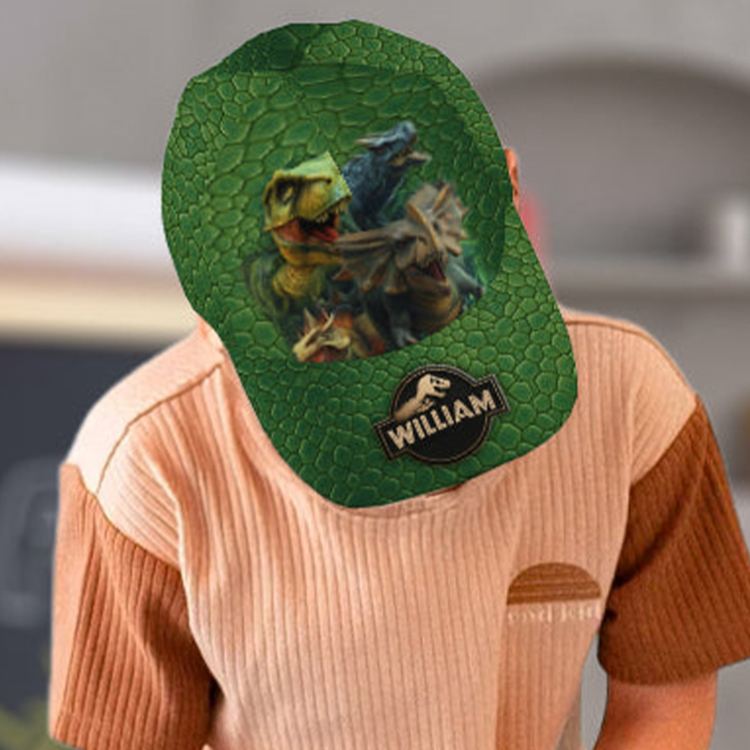 Personalized Dinosaur Adventure Cap with Custom Name and Realistic Prehistoric Design Perfect for Young Explorers Kid Classic Cap