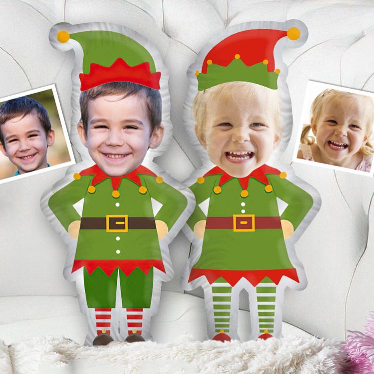 Personalized Elf Pillow with Custom Photo Feature Creating a Festive and Playful Holiday Decoration for Home Pillow