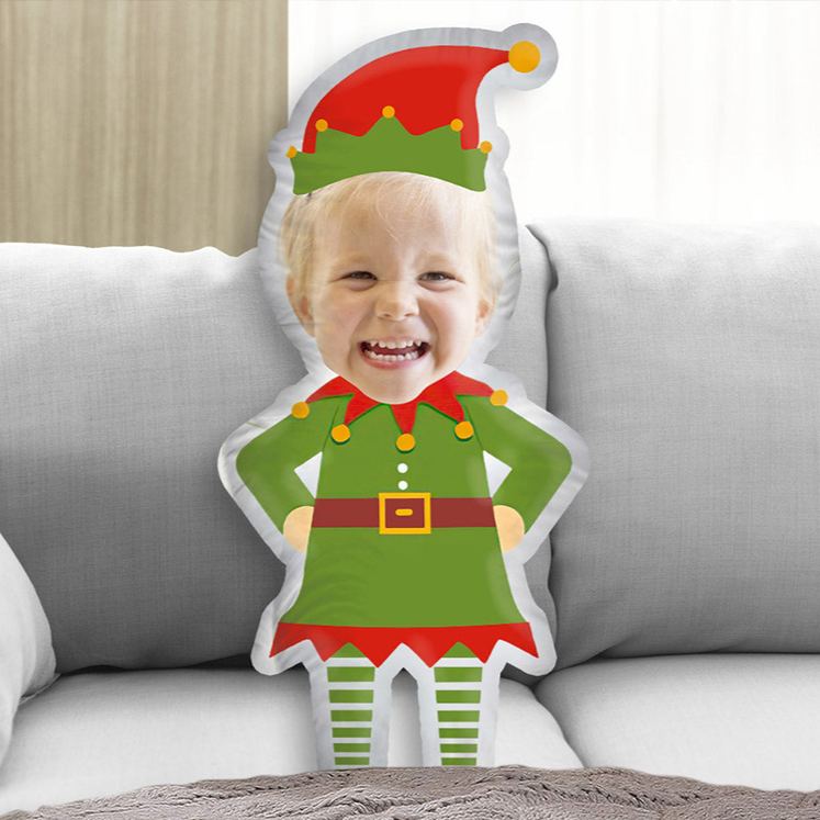 Personalized Elf Pillow with Custom Photo Feature Creating a Festive and Playful Holiday Decoration for Home Pillow