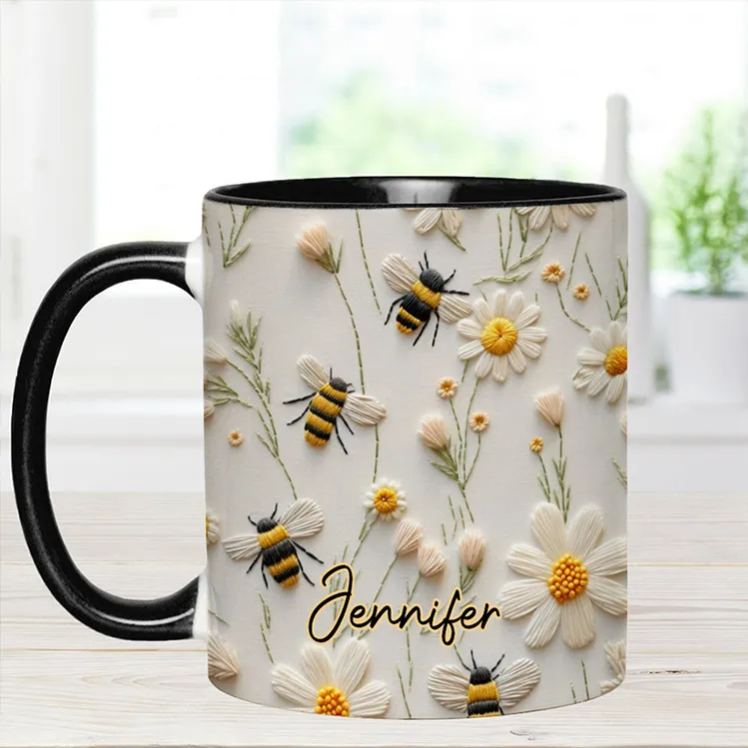 Personalized Bee Accent Mug Love Bees Gift for Kids Family