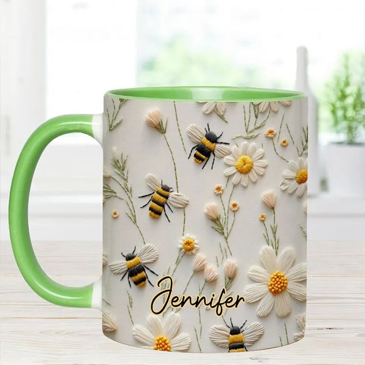 Personalized Bee Accent Mug Love Bees Gift for Kids Family