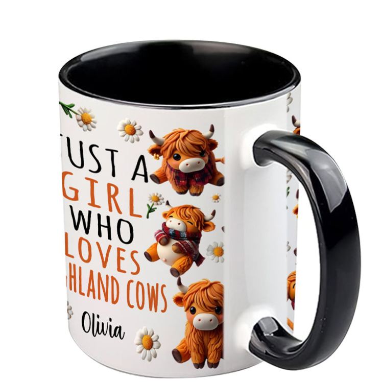 Personalized Highland Cow Accent Mug Just A Girl Who Loves Highland Cows