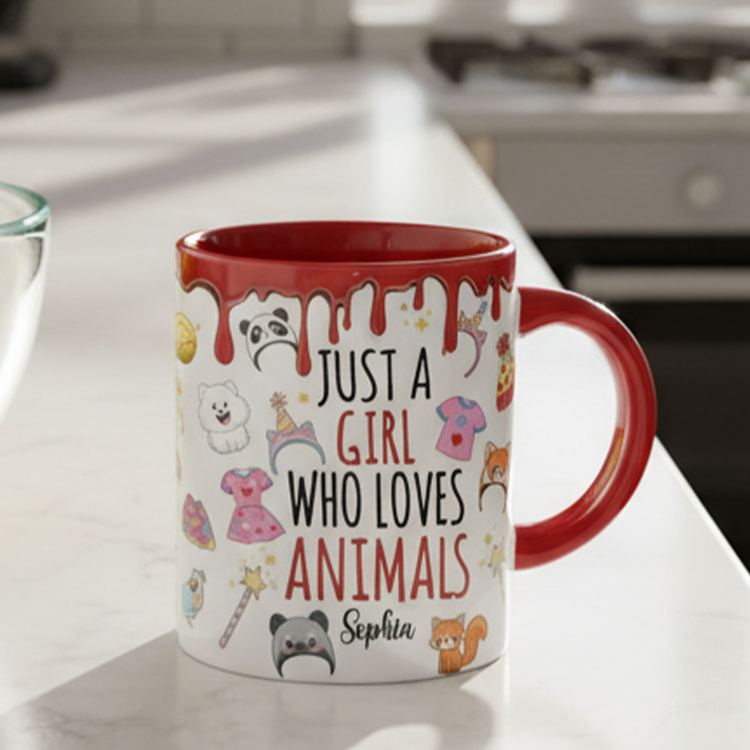 Personalized Animal Lover Mug with Cute Illustrations and Custom Name Perfect for Pet Enthusiasts and Gift Giving Mug