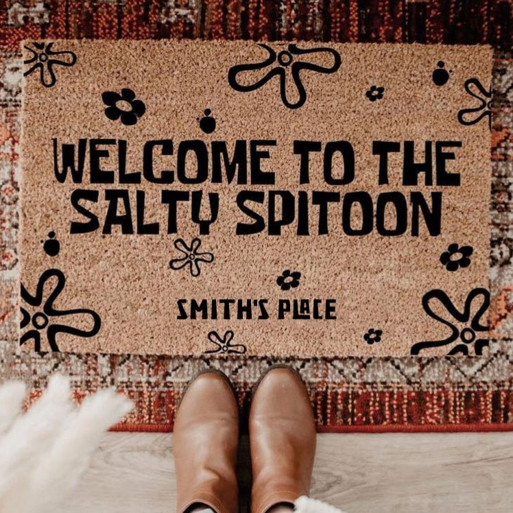 Personalized Fun and Quirky Welcome Mat Featuring Bold Text and Playful Patterns Perfect for Any House Doormat Coir Mat Entryway Decor