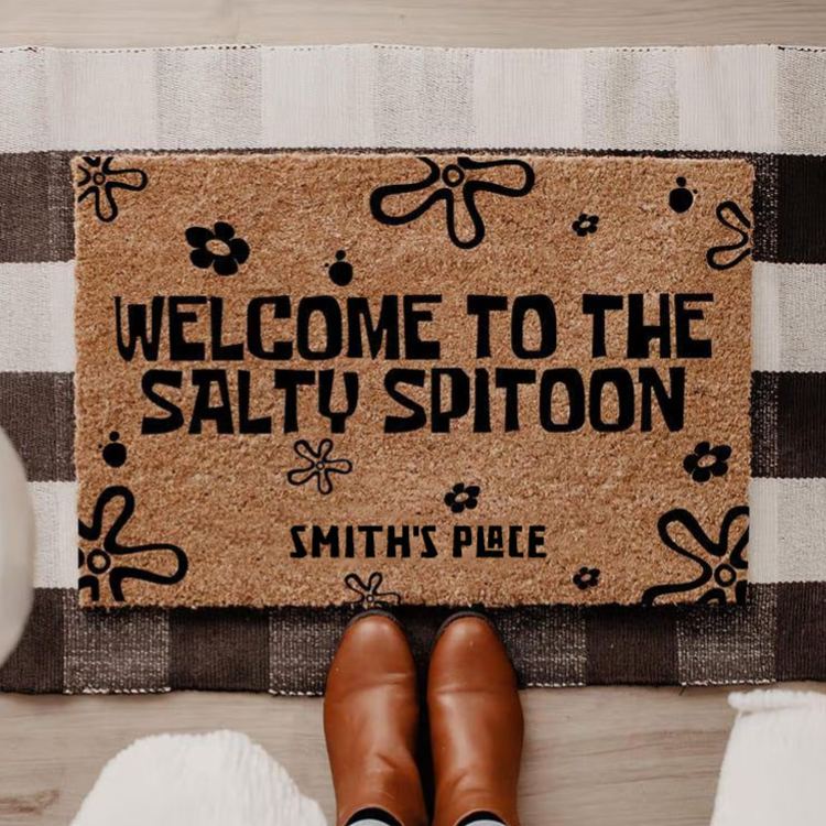 Personalized Fun and Quirky Welcome Mat Featuring Bold Text and Playful Patterns Perfect for Any House Doormat Coir Mat Entryway Decor
