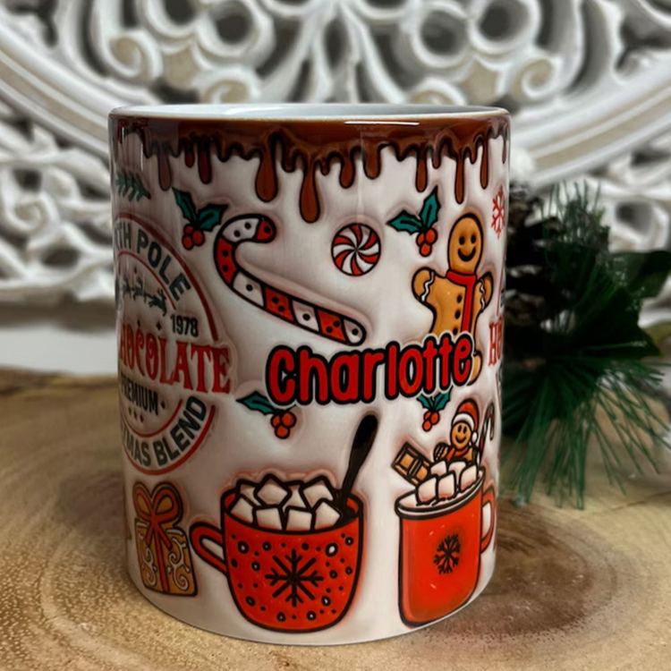 Personalized North Pole Hot Chocolate Mug with Festive Gingerbread and Holiday Accents for Cozy Winter Sips Mug