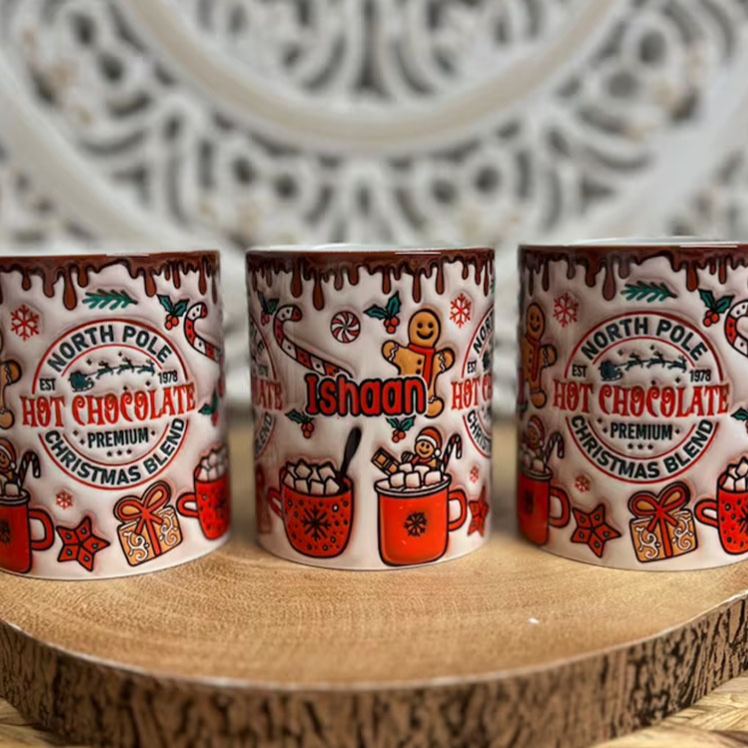 Personalized North Pole Hot Chocolate Mug with Festive Gingerbread and Holiday Accents for Cozy Winter Sips Mug