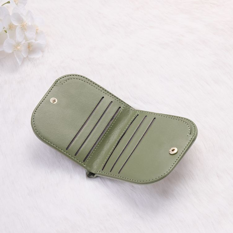 Personalized Minimalist Sage Wallet with Elegant Floral Line Art and Initials for Sophisticated Everyday Use Wallet