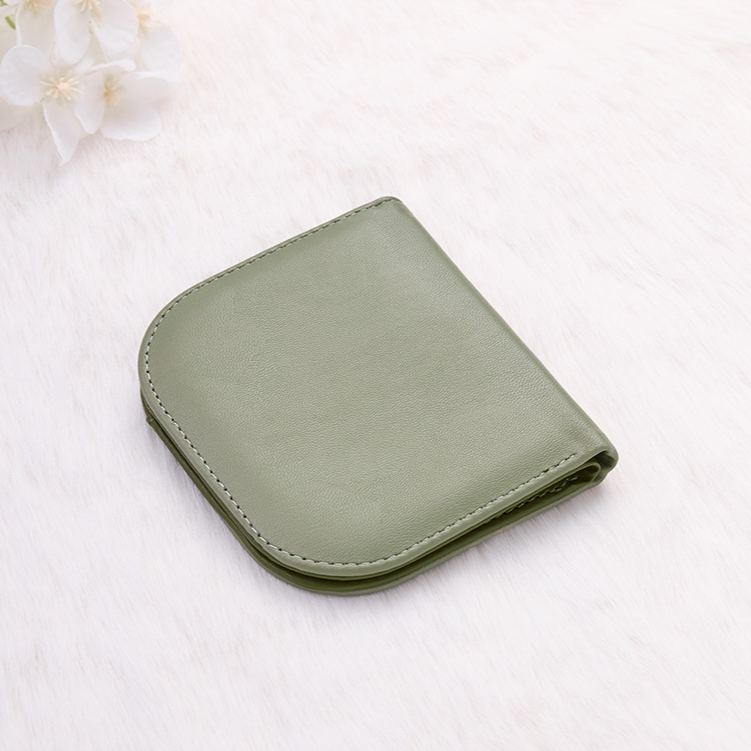 Personalized Minimalist Sage Wallet with Elegant Floral Line Art and Initials for Sophisticated Everyday Use Wallet