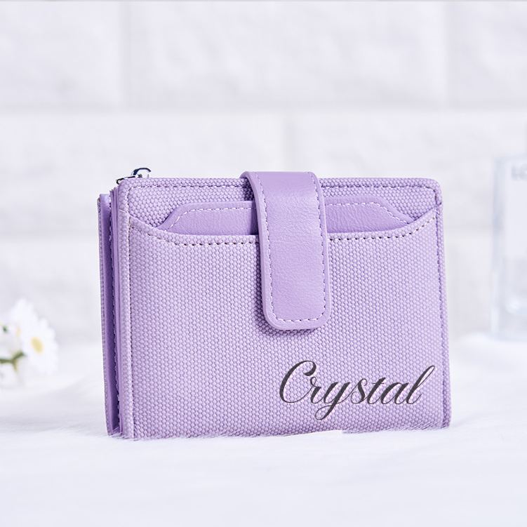Personalized Elegant Lavender Wallet with Subtle Texture and Custom Name for Stylish and Functional Use Wallet
