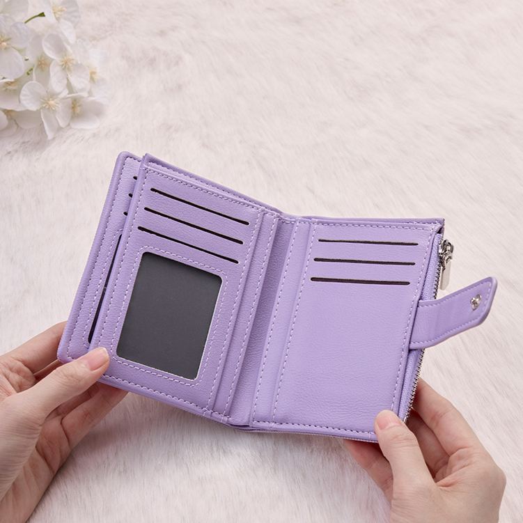 Personalized Chic Lavender Wallet with Delicate Floral Accents and Custom Name for Elegant Everyday Use Wallet
