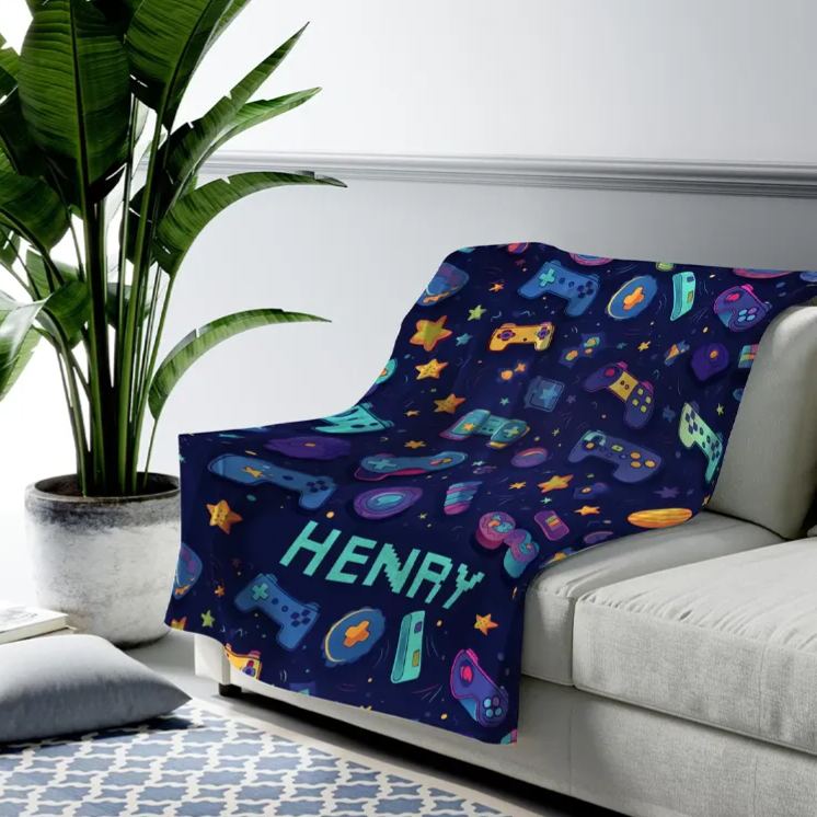 Personalized Gaming Blanket for Kid the Best Game Player Blanket Custom Name Blanket Blanket Gift for Gamer Geek