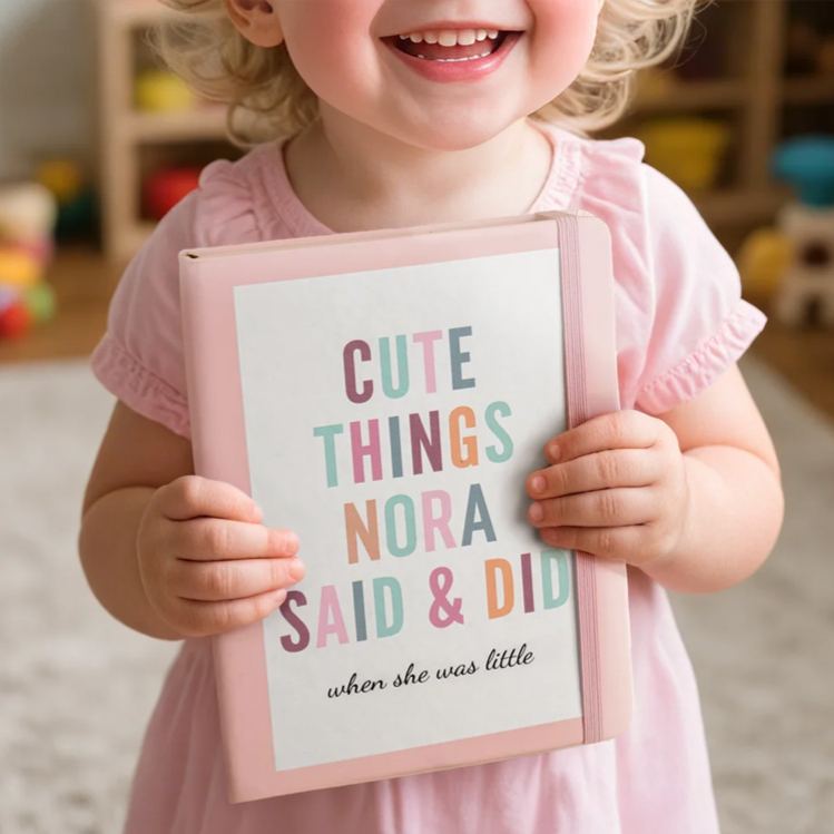 Personalized Cute Things My Kids Said & Did Memory Journal Notebook with Name Childhood Record Book Baby Shower Gift for New Parents