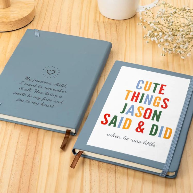 Personalized Cute Things My Kids Said & Did Memory Journal Notebook with Name Childhood Record Book Baby Shower Gift for New Parents