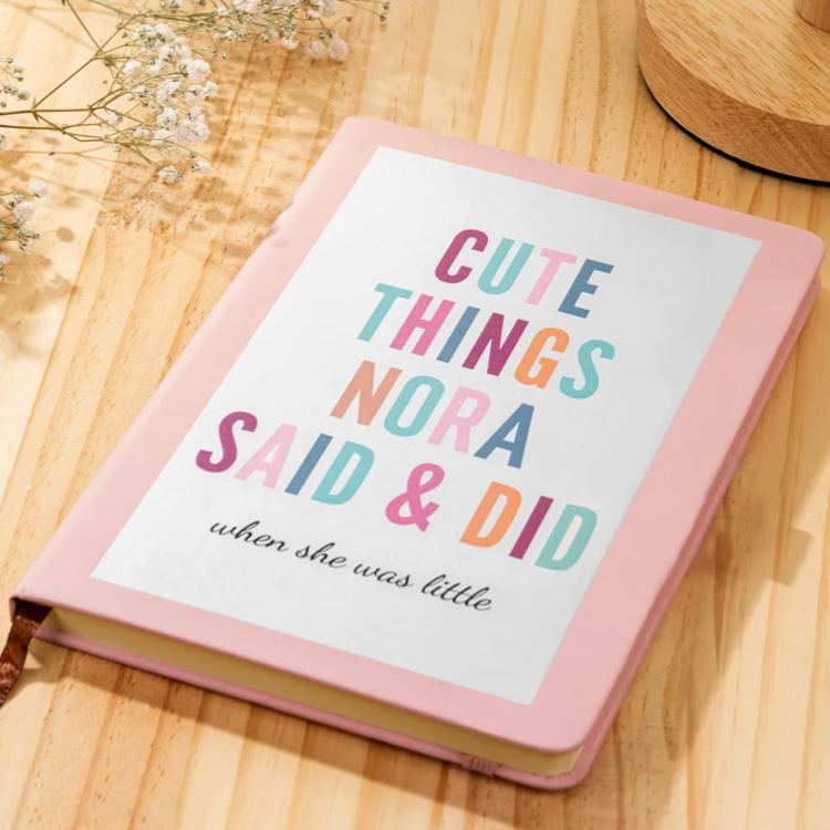 Personalized Cute Things My Kids Said & Did Memory Journal Notebook with Name Childhood Record Book Baby Shower Gift for New Parents