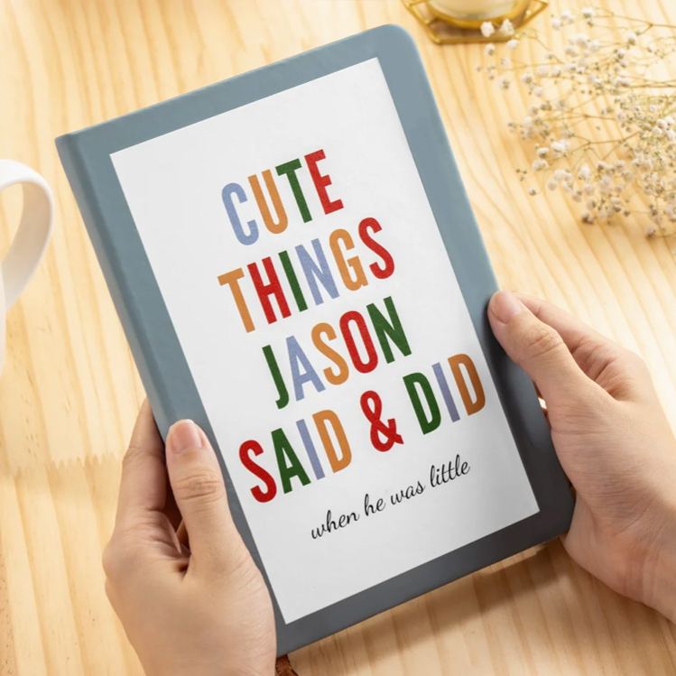 Personalized Cute Things My Kids Said & Did Memory Journal Notebook with Name Childhood Record Book Baby Shower Gift for New Parents