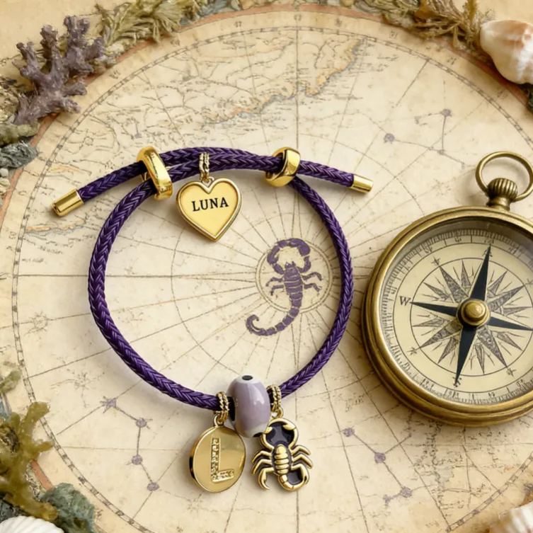 Personalized Zodiac Initials Couple Bracelet Engraved Constellation Charm Gift for Lovers Romantic Connection