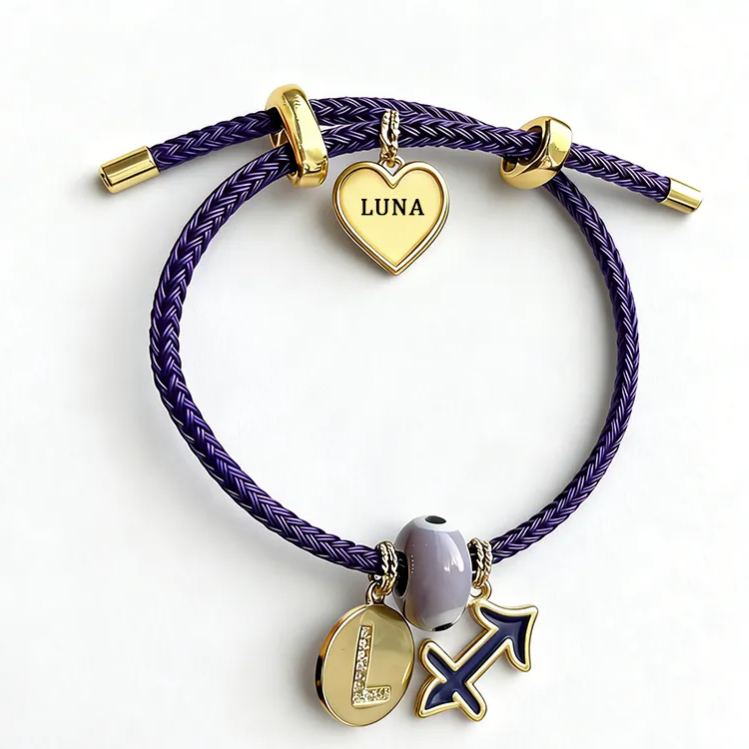 Personalized Zodiac Initials Couple Bracelet Engraved Constellation Charm Gift for Lovers Romantic Connection