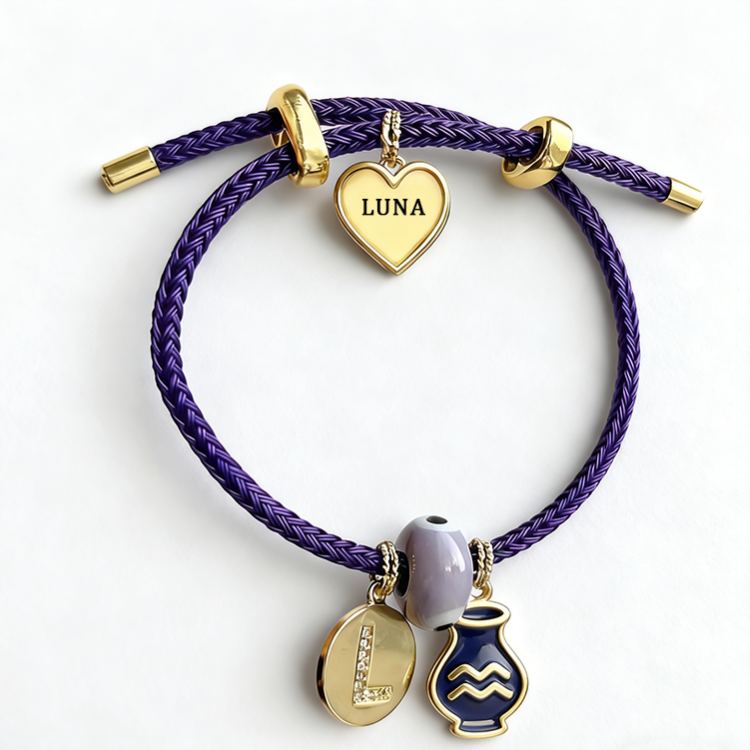 Personalized Zodiac Initials Couple Bracelet Engraved Constellation Charm Gift for Lovers Romantic Connection