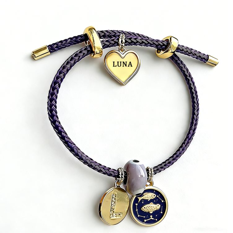 Personalized Zodiac Initials Couple Bracelet Engraved Constellation Charm Gift for Lovers Romantic Connection