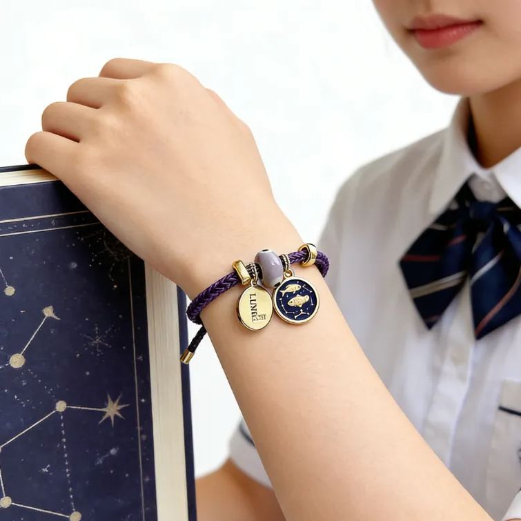 Personalized Zodiac Initials Couple Bracelet Engraved Constellation Charm Gift for Lovers Romantic Connection