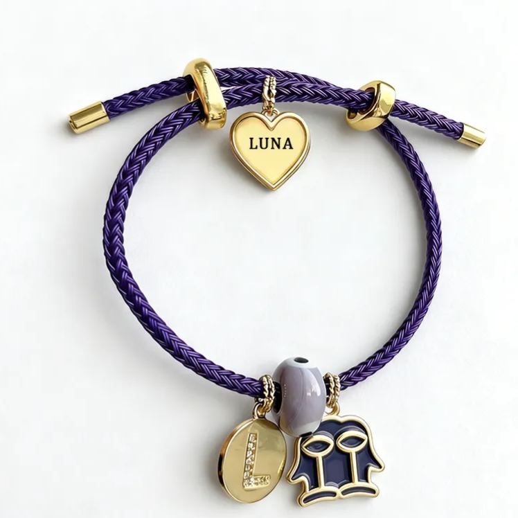 Personalized Zodiac Initials Couple Bracelet Engraved Constellation Charm Gift for Lovers Romantic Connection