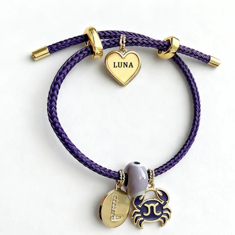 Personalized Zodiac Initials Couple Bracelet Engraved Constellation Charm Gift for Lovers Romantic Connection