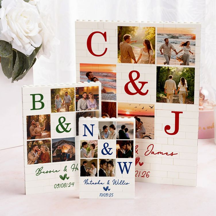 Personalized Couple Photo Building Blocks Custom Name Date Photo Blocks Valentine's Day Gift for Boyfriend Girlfriend Husband Wife Anniversary Gift