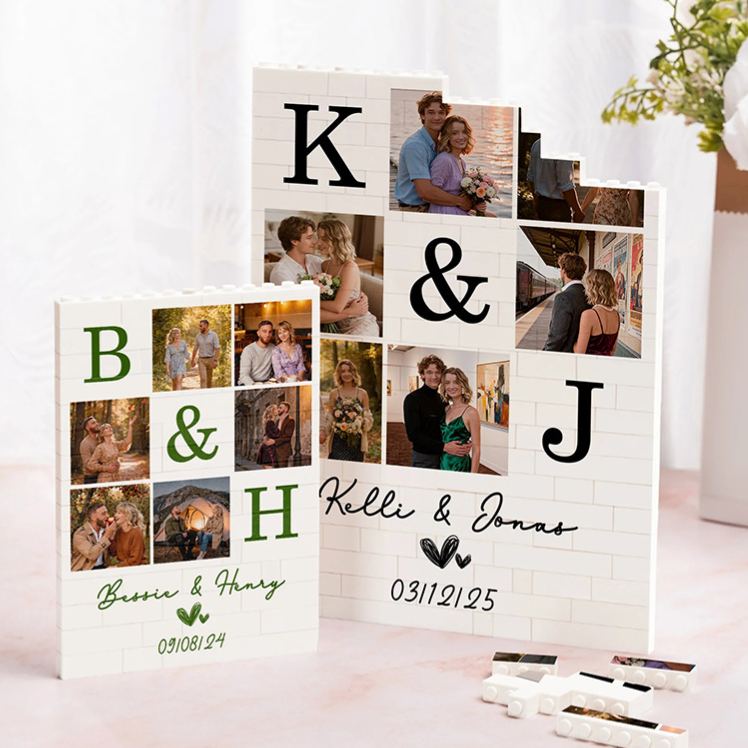 Personalized Couple Photo Building Blocks Custom Name Date Photo Blocks Valentine's Day Gift for Boyfriend Girlfriend Husband Wife Anniversary Gift