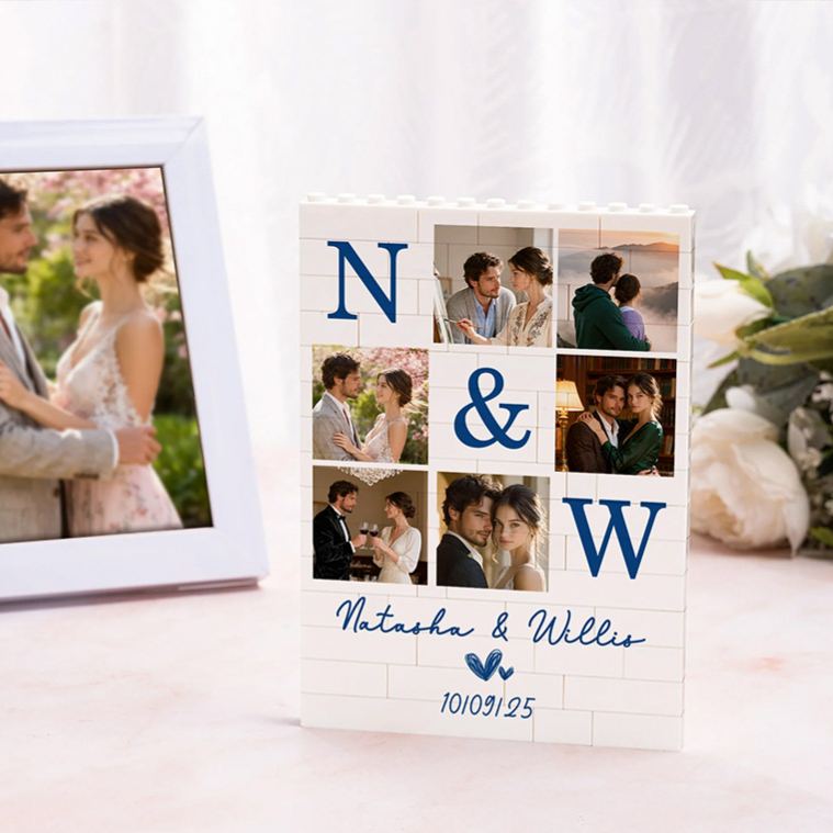 Personalized Couple Photo Building Blocks Custom Name Date Photo Blocks Valentine's Day Gift for Boyfriend Girlfriend Husband Wife Anniversary Gift