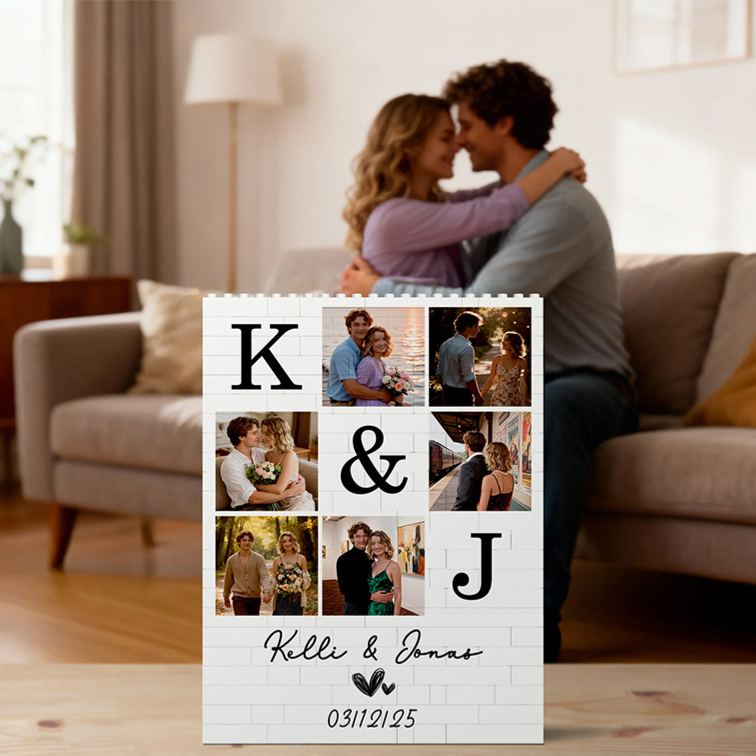 Personalized Couple Photo Building Blocks Custom Name Date Photo Blocks Valentine's Day Gift for Boyfriend Girlfriend Husband Wife Anniversary Gift