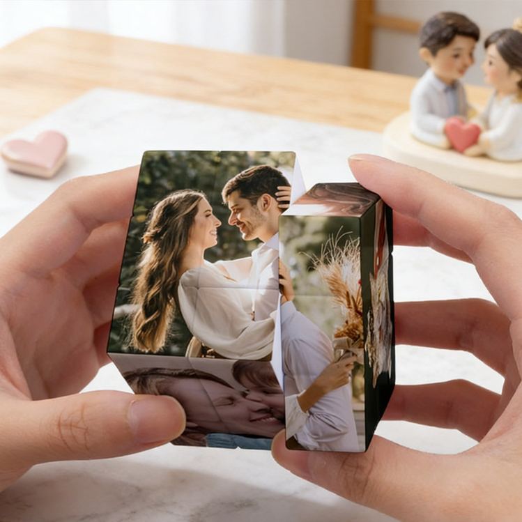 Personalized Couple Photo Rubik's Cube Custom Wedding Newlyweds Cube Puzzle Gift With 6 Pictures Valentine's Day Gift Engagement Anniversary Gift