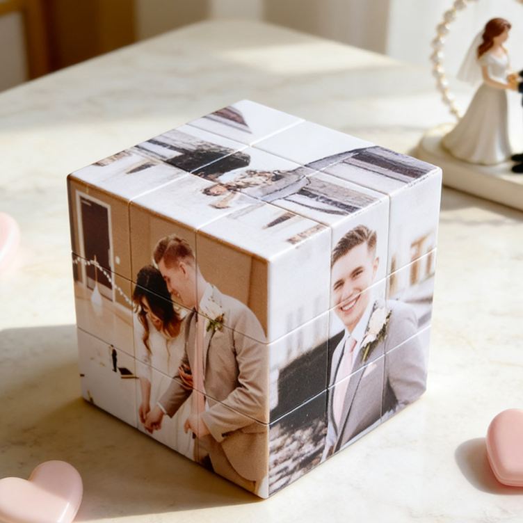 Personalized Couple Photo Rubik's Cube Custom Wedding Newlyweds Cube Puzzle Gift With 6 Pictures Valentine's Day Gift Engagement Anniversary Gift