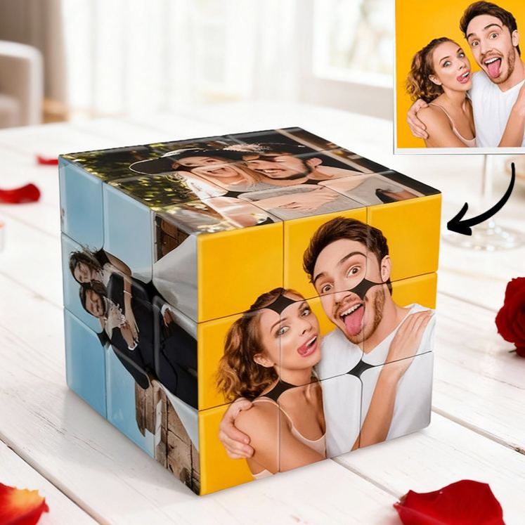 Personalized Couple Photo Rubik's Cube Custom Wedding Newlyweds Cube Puzzle Gift With 6 Pictures Valentine's Day Gift Engagement Anniversary Gift