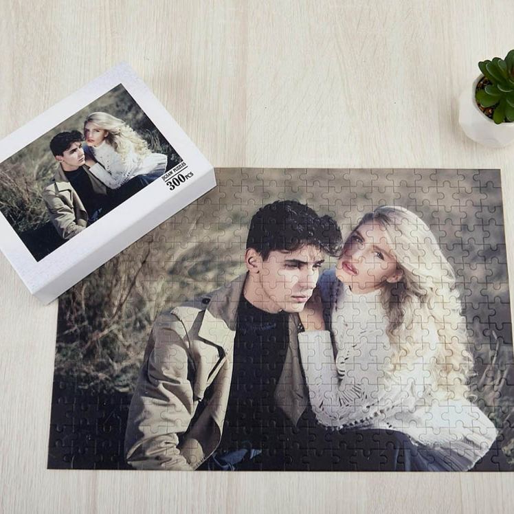 Personalized Couple Photo Puzzle with Box Custom Newlyweds Portrait Jigsaw Puzzle from Your Own Picture Wedding Valentine's Day Anniversary Gift