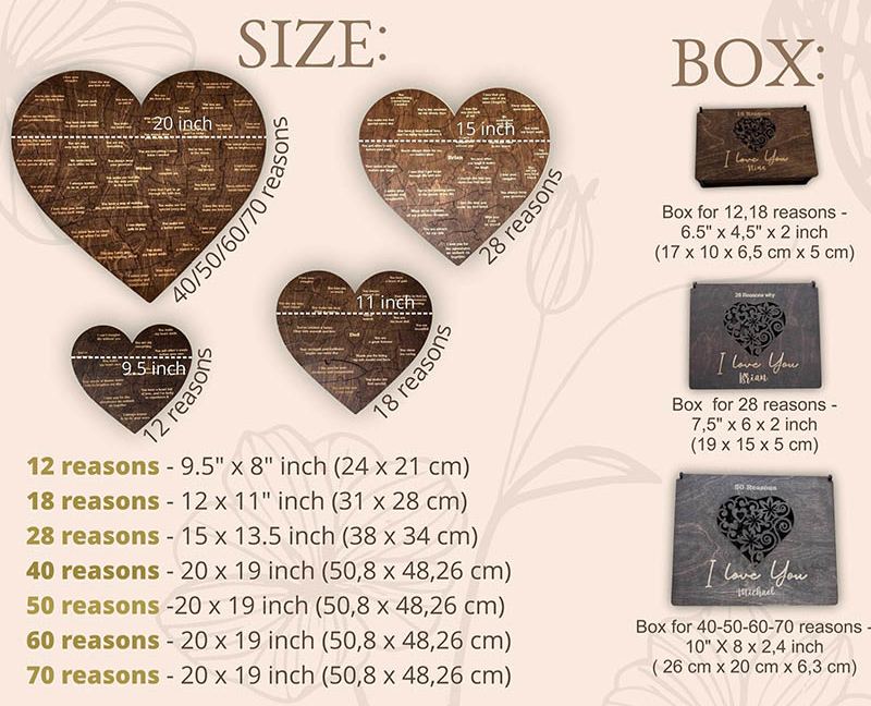 Personalized Couple Wooden Heart Puzzle Reasons Why I Love You Box Custom Anniversary Gift for Husband Wife Boyfriend Girlfriend Bride Groom