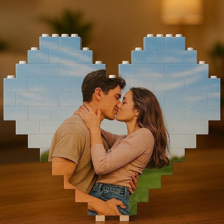 Personalized Couple Photo Building Blocks Custom Newlyweds Photo Blocks Valentine's Day Gift for Boyfriend Girlfriend Husband Wife Anniversary Gift