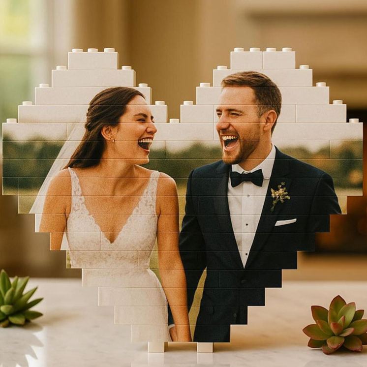 Personalized Couple Photo Building Blocks Custom Newlyweds Photo Blocks Valentine's Day Gift for Boyfriend Girlfriend Husband Wife Anniversary Gift