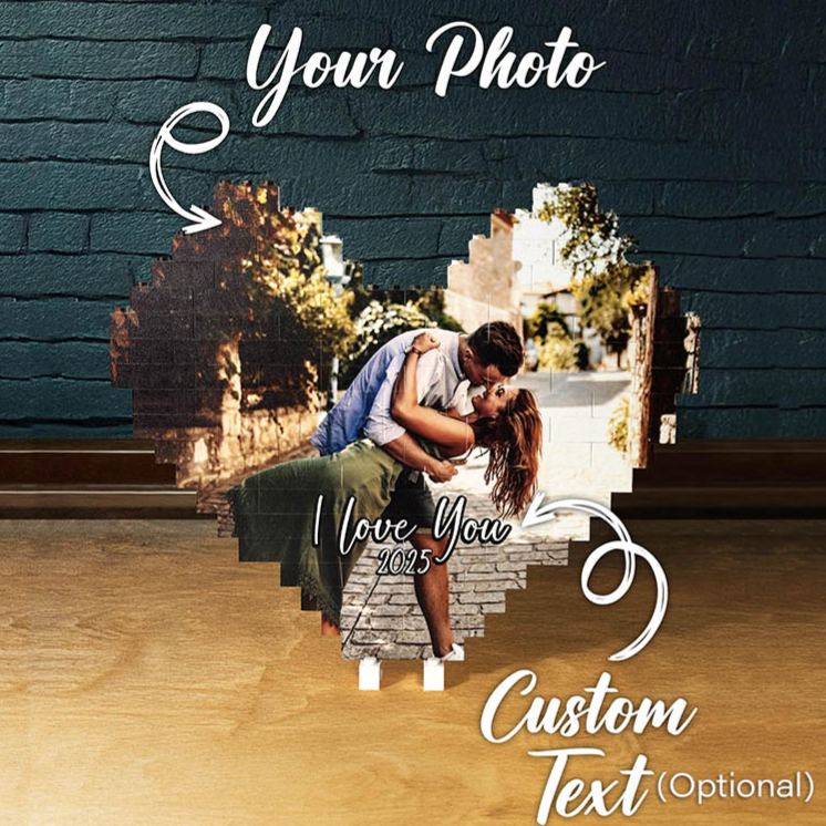 Personalized Couple Photo Building Blocks Custom Newlyweds Photo Blocks Valentine's Day Gift for Boyfriend Girlfriend Husband Wife Anniversary Gift